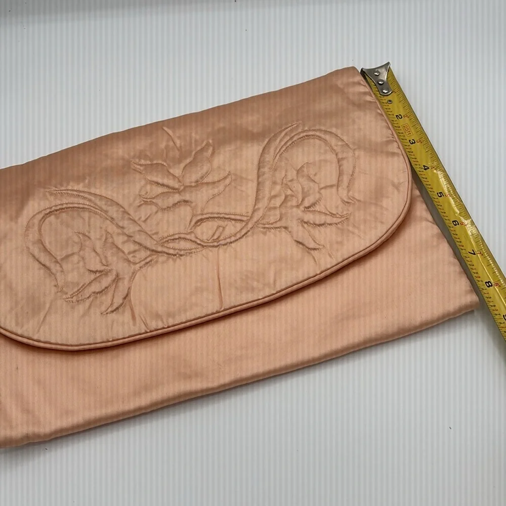 Vintage Pink Quilted Silk Satin Oversized Lingerie Storage Bag Embroidered HOT